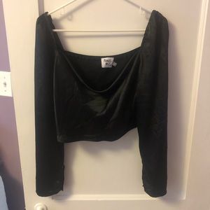 Black cropped long sleeve Princess Polly top